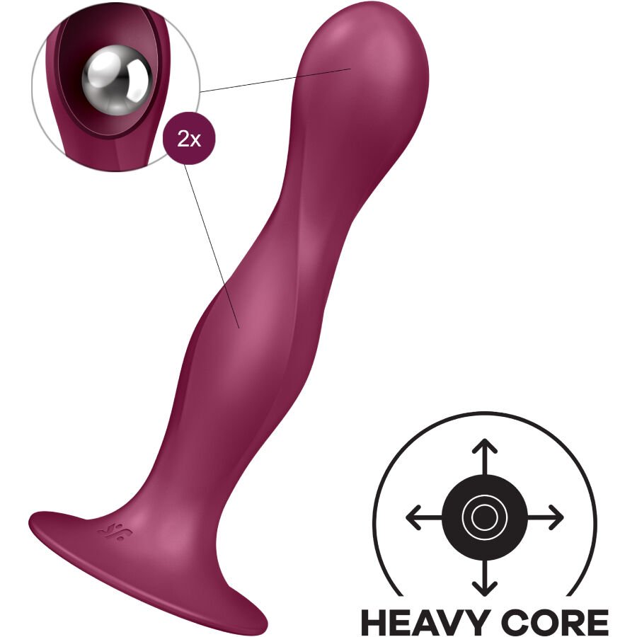 SATISFYER - DILDO DE SILICONE DUPLA BALL-R GARNET - Image 3
