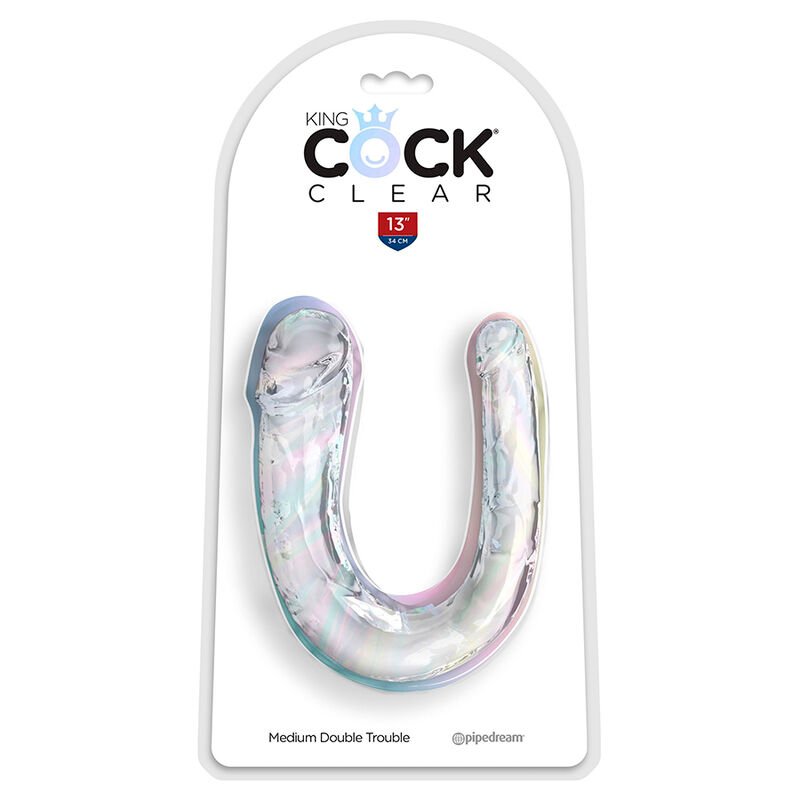 KING COCK - DOUBLE TROUBLE DILDO DUPLO 33 CM TRANSPARENTE - Image 2