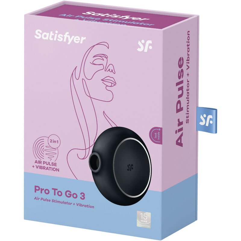SATISFYER - PRO TO GO 3 ESTIMULADOR E VIBRADOR DE PULSO DE AR DUPLO PRETO - Image 5