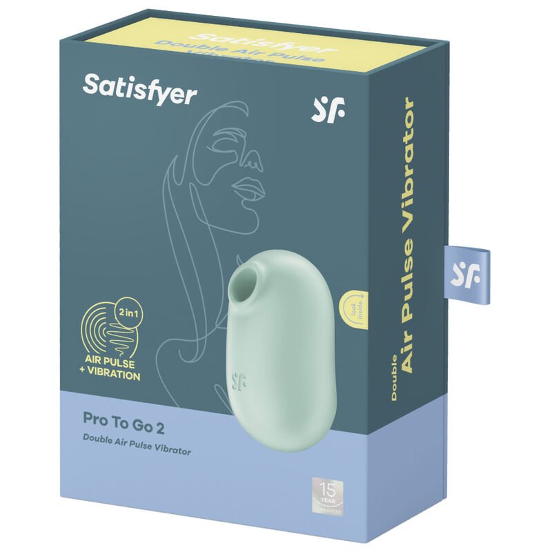 SATISFYER - PRO TO GO 2 ESTIMULADOR E VIBRADOR DE PULSO DE AR DUPLO VERDE - Image 5