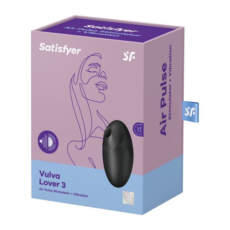 SATISFYER - ESTIMULADOR E VIBRADOR DE PULSO DE AR VULVA LOVER 3 PRETO - Image 4