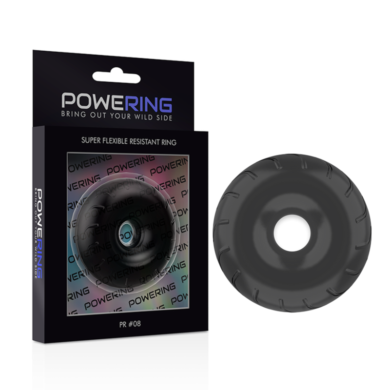 POWERING - ANEL PARA PÊNIS SUPER FLEXÍVEL E RESISTENTE 5CM PR08 PRETO - Image 4
