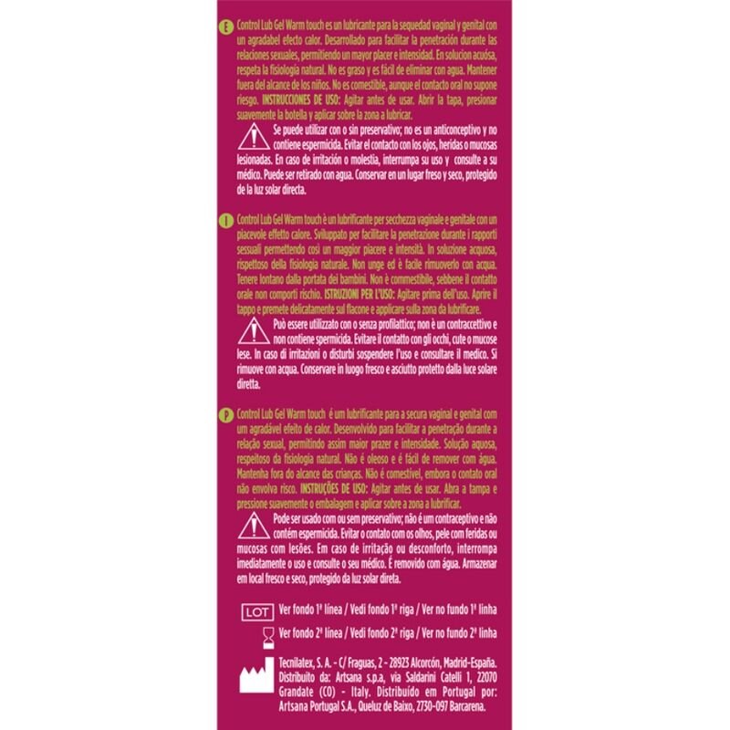 CONTROL - GEL LUBRIFICANTE EFEITO DE CALOR LUB 75 ML - Image 2