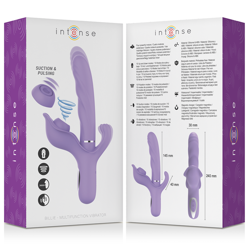 INTENSE - VIBRADOR MULTIFUNCIONAL RECARREGÁVEL BILLIE ESTIMULANDO ONDAS COM BOTÃO ROXO - Image 5