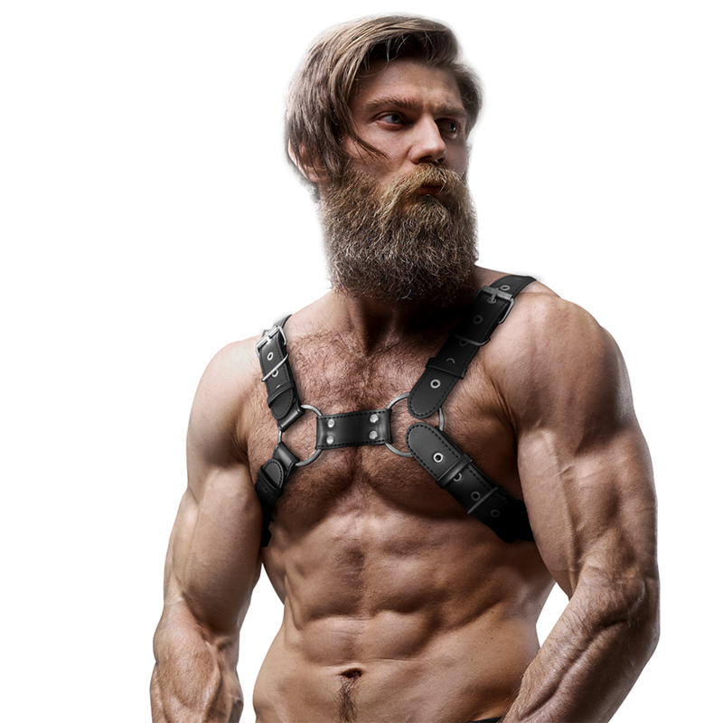 FETISH SUBMISSIVE ATTITUDE - ARNÊS DE BULLDOG DE PEITO DE COURO ECOLÓGICO AJUSTVEL PARA HOMENS - Image 4