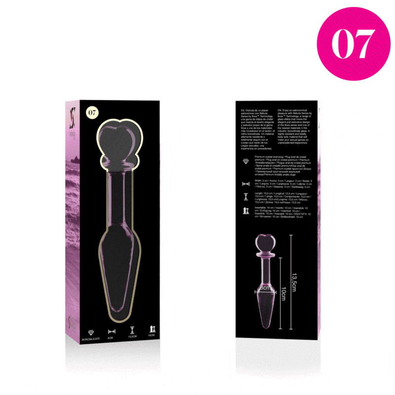 NEBULA SERIES BY IBIZA - MODELO 7 ANAL PLUG VIDRO BOROSILICADO ROSA 13.5 CM -O- 3 CM - Image 4
