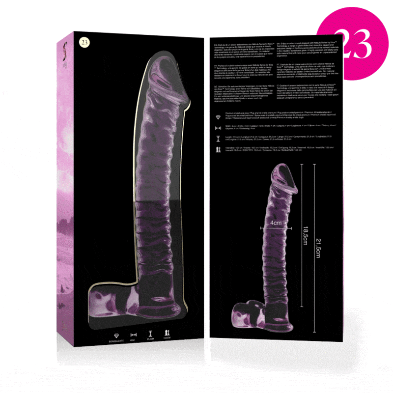 NEBULA SERIES BY IBIZA - MODELO 23 DILDO VIDRO BOROSILICADO ROSA 21.5 CM -O- 4 CM - Image 4