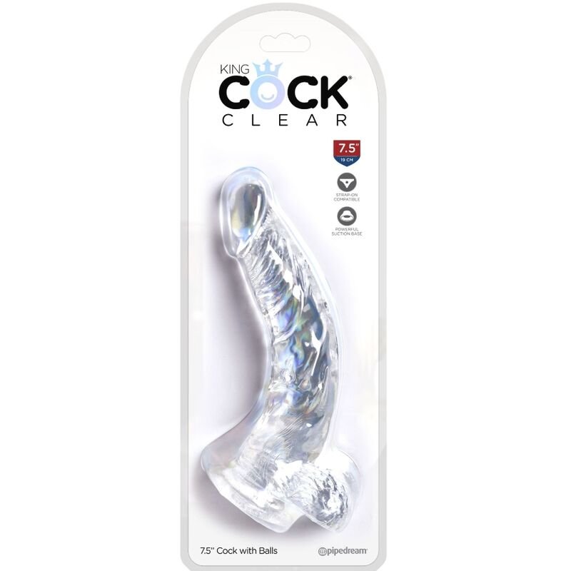 KING COCK - CLEAR PÊNIS CURVADO REALISTA COM BOLAS 16.5 CM TRANSPARENTE - Image 4