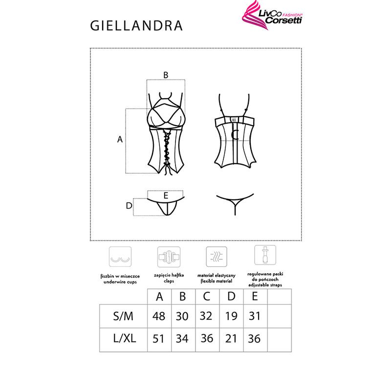 LIVCO CORSETTI FASHION - COLEO GIELLANDRA FOR THE SENSES CORSET + CALCINHA PRETA L/XL - Image 5