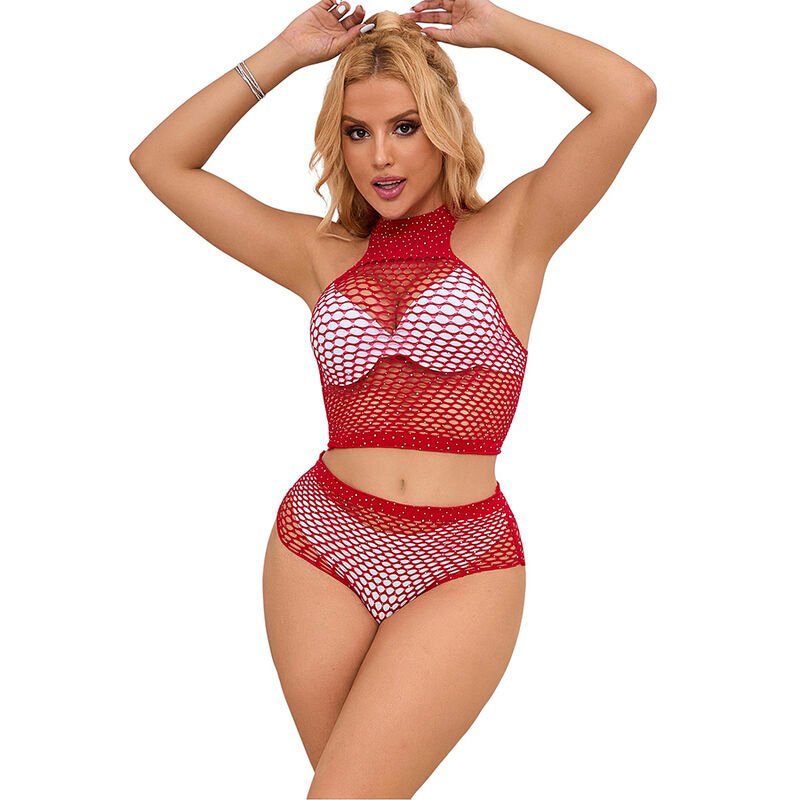 SUBBLIME - 952402 FISHNET SET COM DIAMANTES ROSA TAMANHO ÚNICO - Image 4