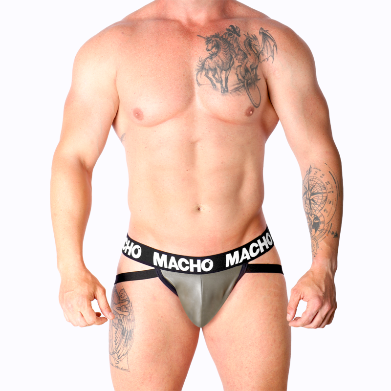 MACHO - MX27GR JOCK COURO CINZA BEGE M - Image 5