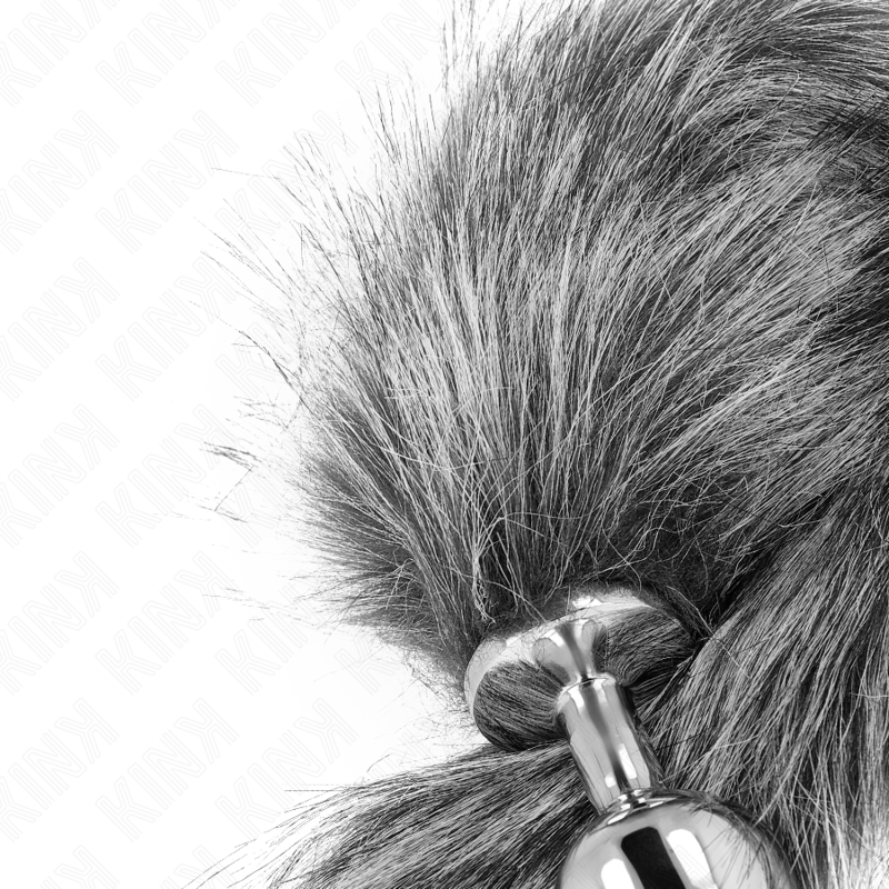 KINK - PLUG ANAL TAMANHO M 8 X 3,5 CM COM CAUDA SINTÉTICA 40 CM CINZA - Image 4