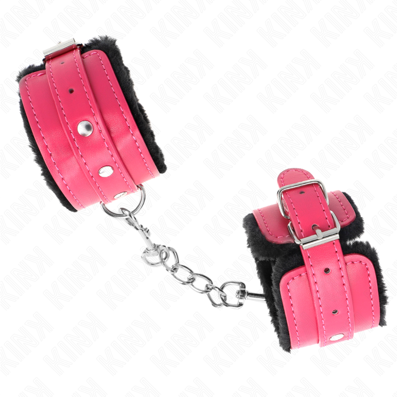 KINK - PULSO PREMIUM FORRO DE PELE PRETO COM CINTO RASPBERRY ROSE AJUSTÁVEL 17-29 CM X 6 CM - Image 2
