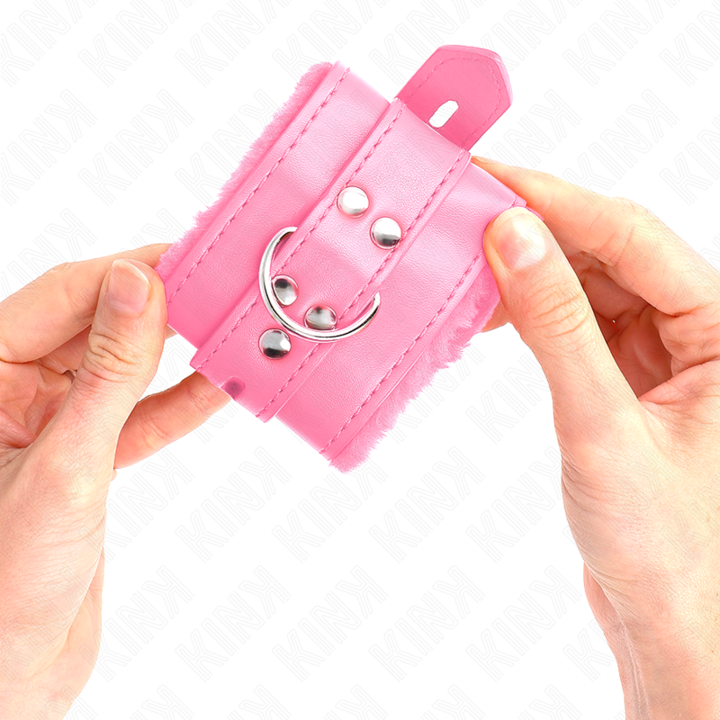 KINK - PULSO FORRO DE PELE COM FUROS QUADRADOS ROSA E CINTO ROSA AJUSTÁVEL 17-29 CM X 6 CM - Image 4