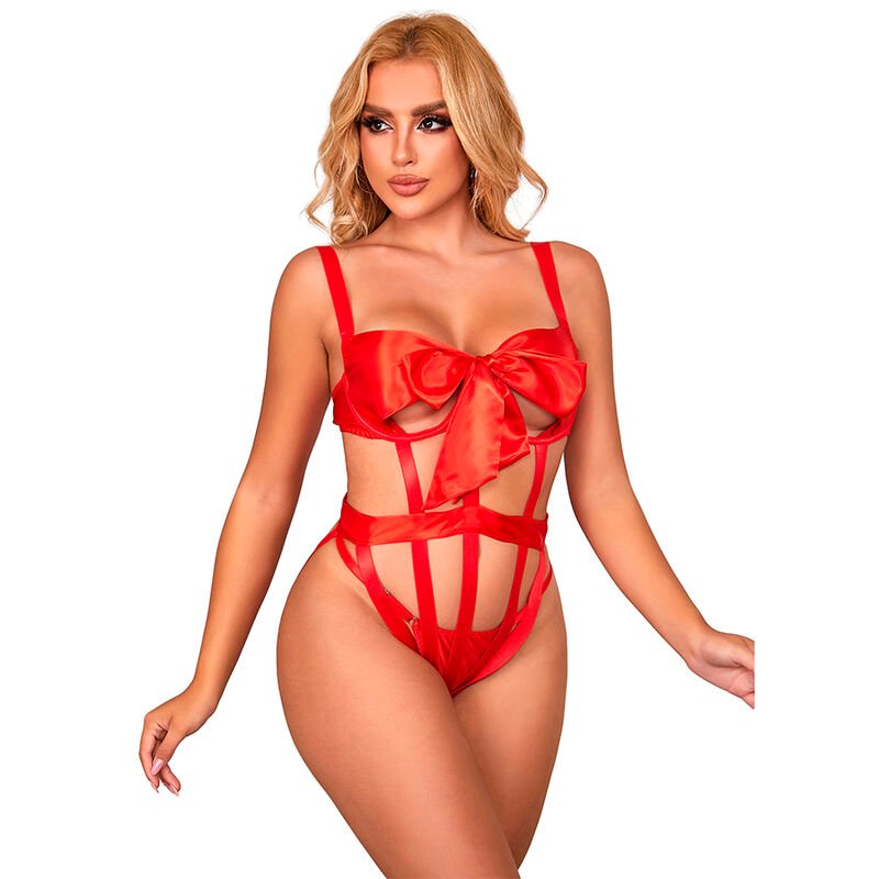 SUBBLIME - 954475 BODY SEXY OPENWORK COM LAÇO VERMELHO L/XL