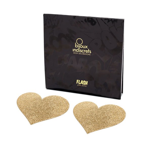 BIJOUX - INDISCRETS FLASH GOLDEN HEART NIPPLE COVERS - Image 2