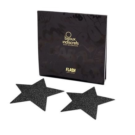 BIJOUX - INDISCRETS BLACK STAR FLASH NIPPLE CAPS - Image 2