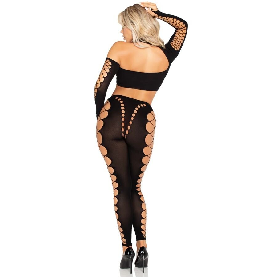 LEG AVENUE - TOP CROP E LEGGINGS CORTADO SEM COSTURA PRETO - Image 2