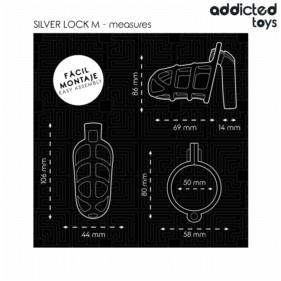 ADDICTED TOYS LOCKED - GAIOLA DE PÊNIS COM TRAVA DE PRATA TAMANHO M - Image 5