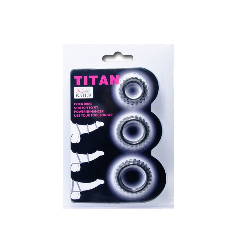 BAILE - CONJUNTO TITAN 3PCS ANEL PARA GALO PRETO 2.8 + 2.4 + 1.9 CM - Image 5