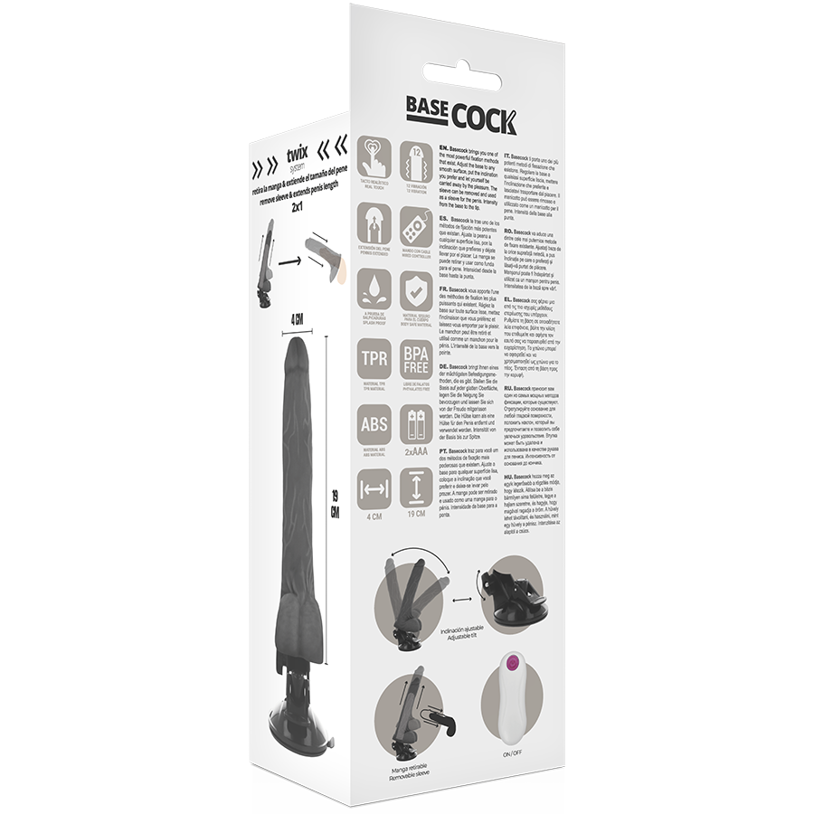 BASECOCK - VIBRADOR DE CONTROLE REMOTO REALISTA PRETO 19 CM -O- 4 CM - Image 5