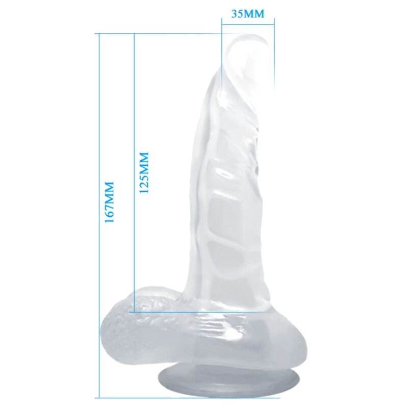 BAILE - DILDO REALÍSTICO COM VENTOSA E TESTÍCULOS 16.7 CM TRANSPARENTE - Image 5